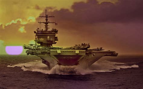 Download Warship Aircraft Carrier Sea Ocean Sunset Ship Military USS Enterprise (CVN-65) HD ...