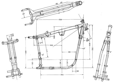 Sportster Ironhead frame dimensions | Motorcycle frames, Sportster bobber, Blueprints