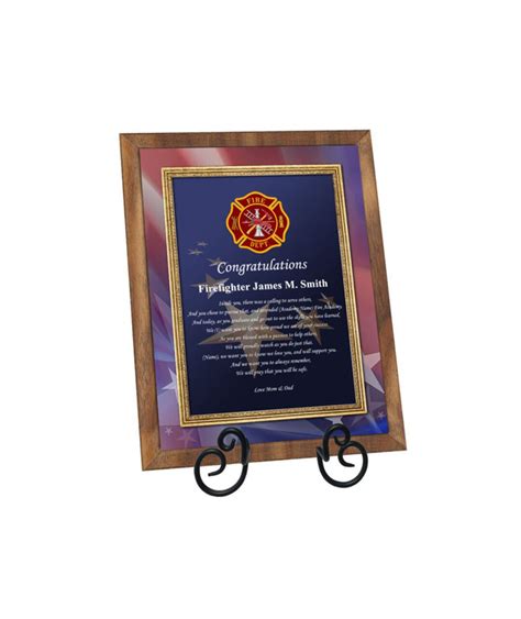 Firefighter Academy Graduation Gift Fire School Graduate Poem Walnut Plaque Fireman Present With ...