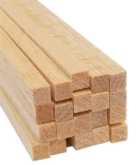 Balsa Wood Strips, 1/4" x 1/4" x 36", 20/pkg