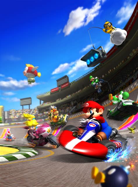 Mario Kart (Wii) Artwork including a massive selection of characters and karts