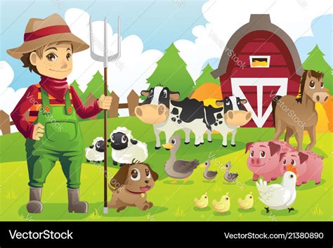 Farmer With Animals