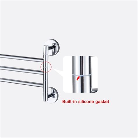 PHOEWON Swivel Towel Rail Chrome Stainless Steel Bath Rack Wall Mounted 3-arm | eBay