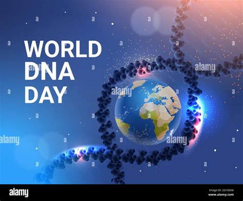 genetic DNA helical molecule with earth planet globe world dna day ...