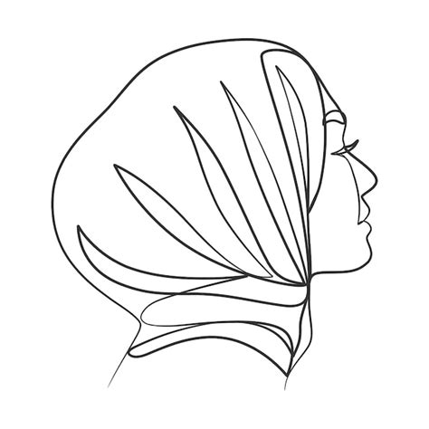 Premium Vector | Continuous line drawing of hijab girl Woman hijab one ...