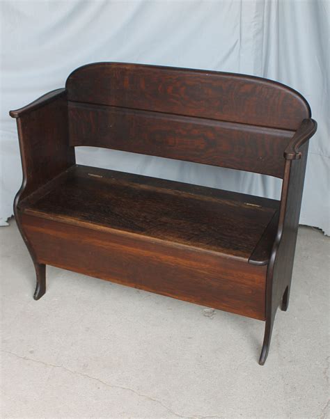 Bargain John's Antiques | Antique Oak Bench - with hinged seat ...