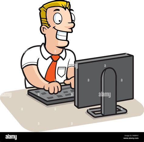 A happy cartoon man using a computer Stock Vector Image & Art - Alamy