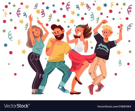 People on party cartoon female excitement dance Vector Image