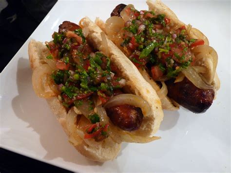 CHORIPAN WITH GRIILED ONIONS, PEBRE AND HOME MADE HOAGIE BREAD ON JUNE ...