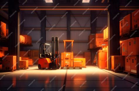 Premium AI Image | Image of forklift in the warehouse robot in box