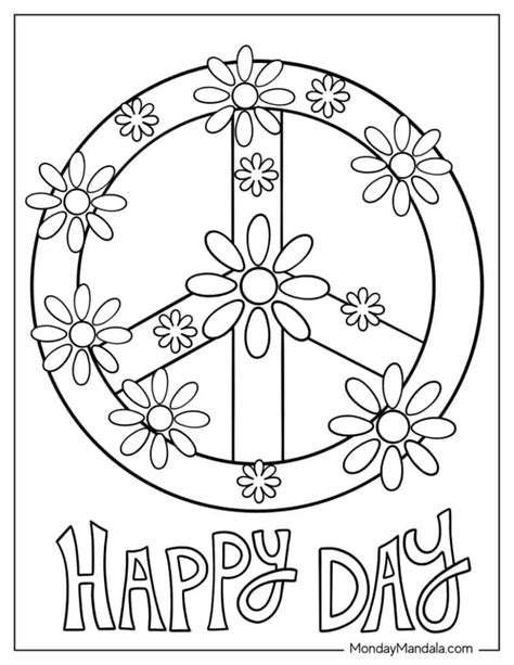 Peace Sign Flower Coloring Pages