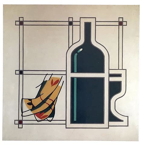 Patrick Caulfield 1969 Original Print Bottle Drape Graphic Pop Art Abstract British Mid Century ...