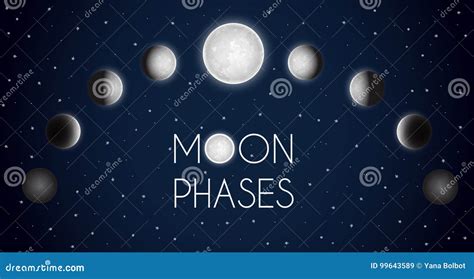 Moon Phases Night Sky Space Astronomy Stock Vector - Illustration of ...