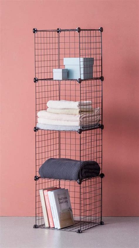 Modern black wire shelving unit with 4 compartments | Wire shelving units, Shelving unit, Bright ...
