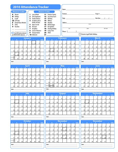 2024 Employee Attendance Calendar Printable Free WordPress - Marni Sharron