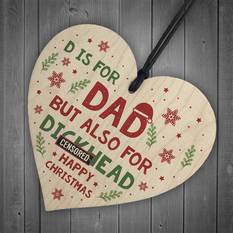 Funny Christmas Gift For Dad Wooden Heart Novelty DAD Gift