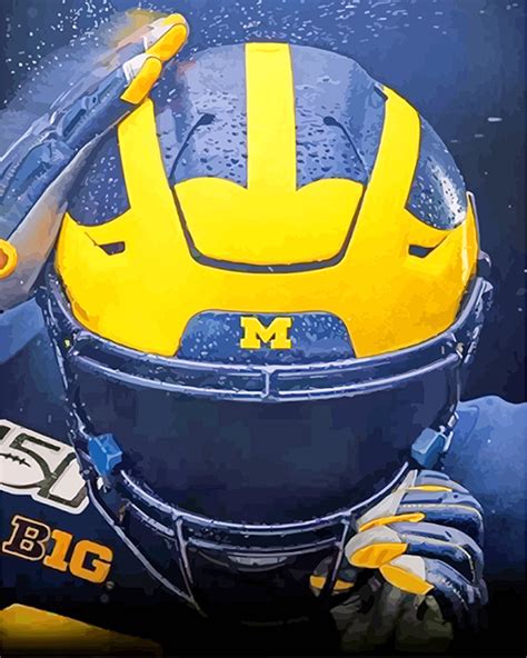 University Of Michigan Football Helmet - Paint By Number - Num Paint Kit