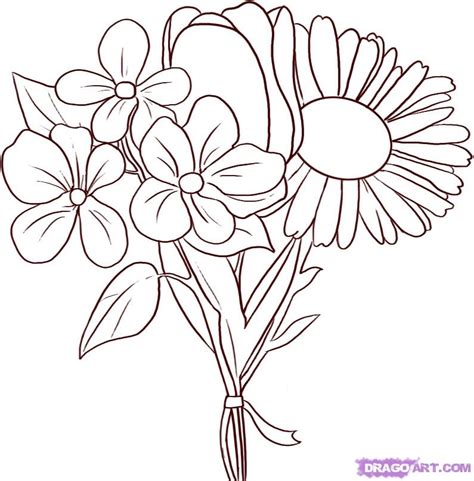 Rose Bouquet Drawing at GetDrawings | Free download