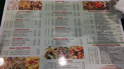 Menu at Dragon Buffet restaurant, Shreveport