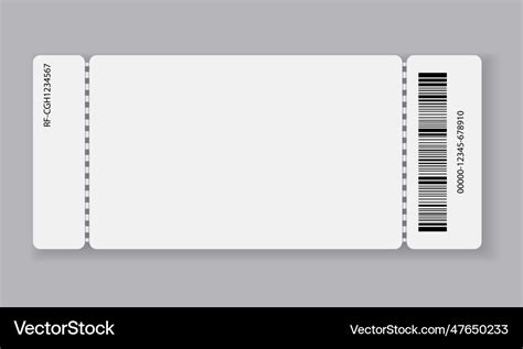 Empty ticket template blank concert Royalty Free Vector