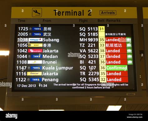 Singapore Changi airport timetable of flight information Stock Photo ...