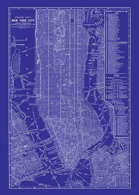 New York City Map Blueprint 1885 Map of New York Newark | Etsy