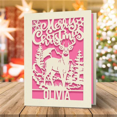 Personalized Christmas Cards 2023 Santa Gift Custom Laser Paper Christmas Card for Boy Girl ...