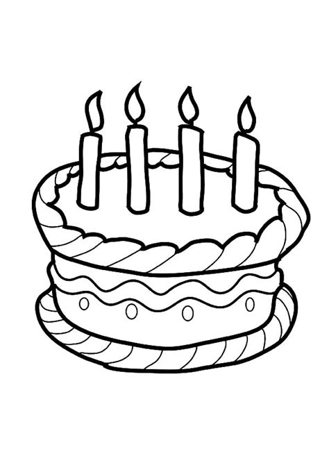 Four Candles on Birthday Cake Coloring Pages - NetArt | Cupcake ...