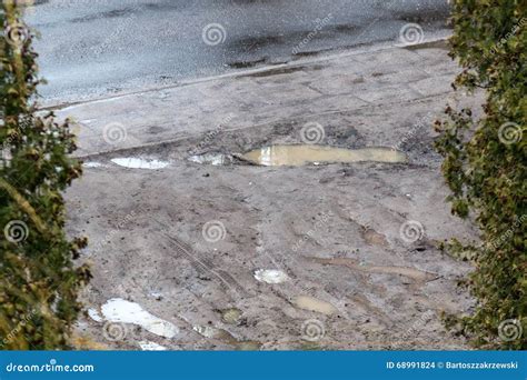 Puddle after the rain stock photo. Image of rain, country - 68991824