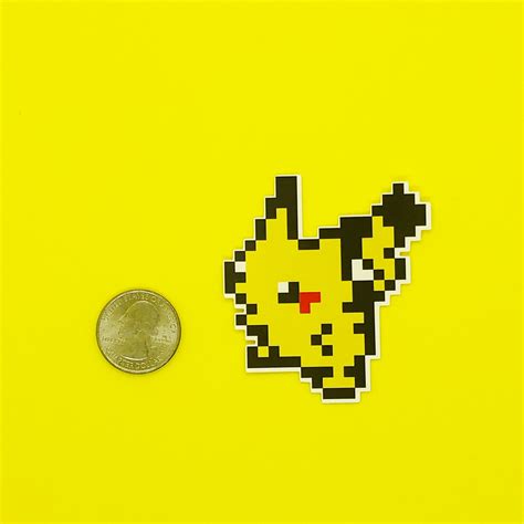 Pikachu 8-bit Pokemon Glossy Sticker | Etsy