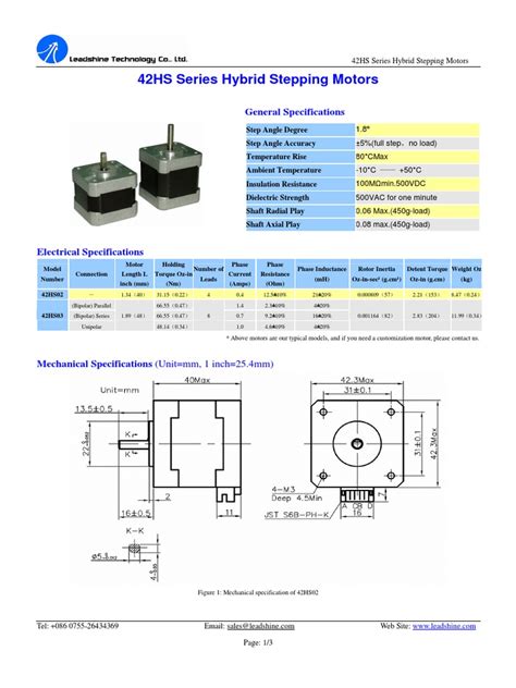 Leedshine 42HS03 Stepper Motor Datasheet | PDF | Electric Motor ...