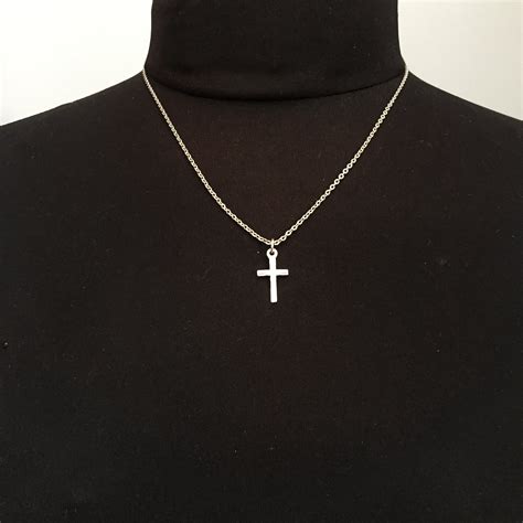 vintage silver cross on silver chain