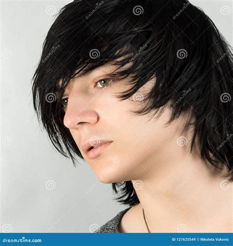 Emo hairstyle for boys stock image. Image of person - 127625549