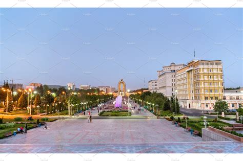 View of Dousti Square in Dushanbe, the Capital of Tajikistan ~ Architecture Photos ~ Creative Market