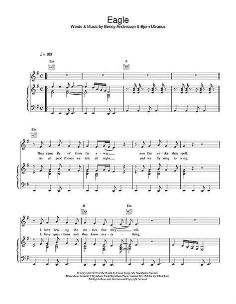 ABBA 'Eagle' Sheet Music and Printable PDF Music Notes in 2021 | Guitar chords and lyrics, Music ...