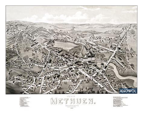 Beautifully restored map of Methuen, MA from 1882 - KNOWOL