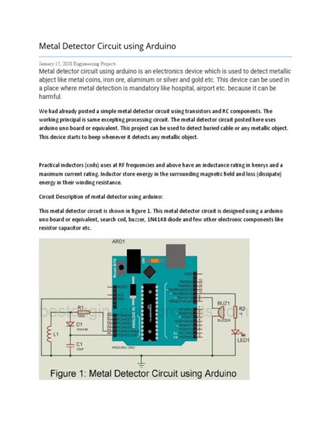 Metal Detector Circuit Using Arduino | PDF | Detector (Radio) | Inductor