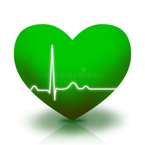 Green heart with ECG stock illustration. Illustration of electric ...