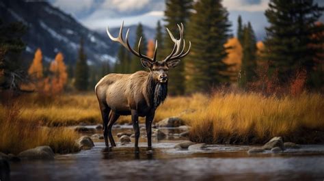 Premium AI Image | A breathtaking shot of a an elk his natural habitat showcasing his majestic ...