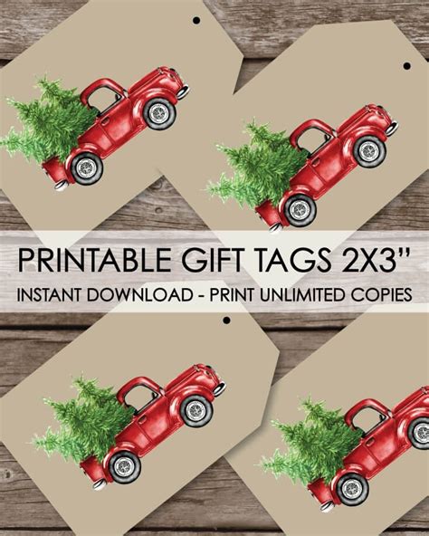 Red Truck Christmas Gift Tags Printable