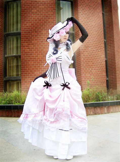 Black Butler Ciel Phantomhive Women's Pink Party Dresses Cosplay Clothes dress+ hat+gloves Free ...