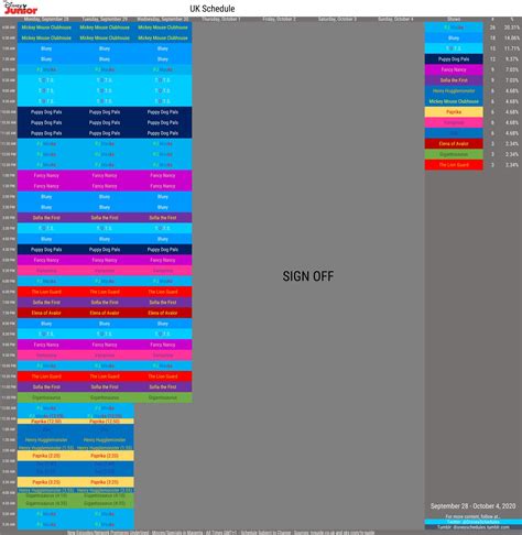 Disney Schedule Archive on Twitter: "Disney Junior UK's schedule for 9/ ...