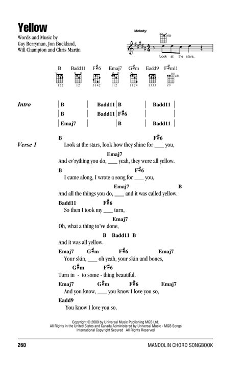 Yellow by Coldplay - Mandolin Chords/Lyrics - Guitar Instructor