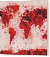 World Map Paint Splashes Red Digital Art by Michael Tompsett