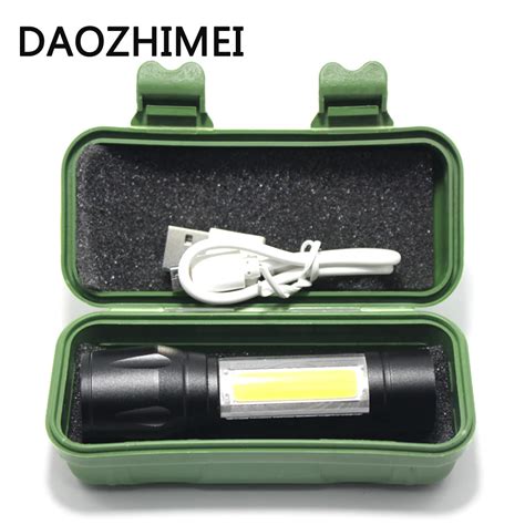 3800LM XML Q5+COB LED Flashlight Portable Mini ZOOM USB flashlight Built in Battery Waterproof ...