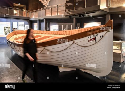 A full scale replica of a lifeboat from RMS Titanic on display during a preview of the Titanic ...