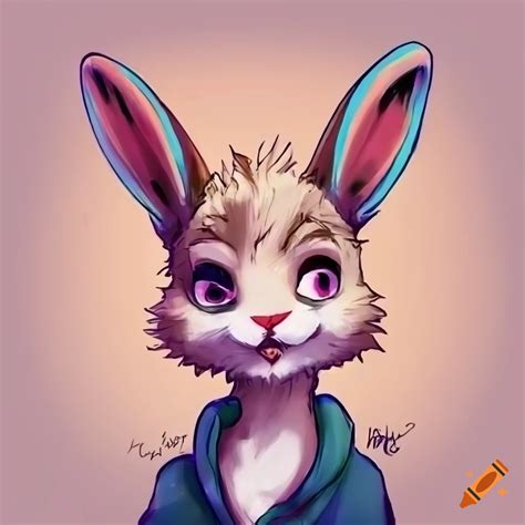 An anthropomorphic young rabbit, furry art-style