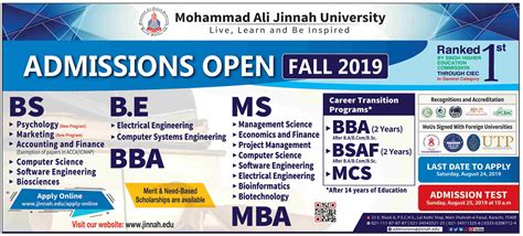 Muhammad Ali Jinnah University Admissions 2019 Result.pk