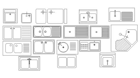 Miscellaneous steel kitchen sinks blocks cad drawing details dwg file - Cadbull