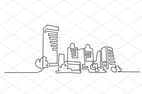 Building Cityscape Line Art | Line art, Graphic arts illustration, Line art design